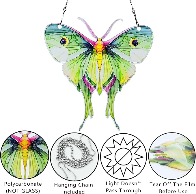 Moth Ornaments Colorful Window Hanging Decorations Home Wall Decor for Indoor Outdoor