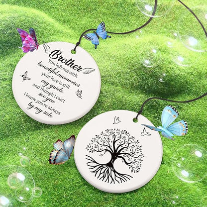 BeauGift Brother Memorial Gifts, 32" Ceramic Wind Chimes for Loss of Brother Sympathy Gifts, Bereavement Remembrance Memorial Gift for Loss of Brother