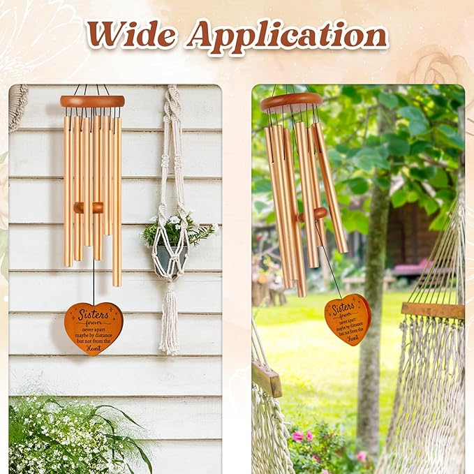 Sisters Gifts from Sister, Sister Birthday Gifts 36" Wind Chime, Bestie Gift for Women, Unique Sisters Gift for Birthday, Christmas, Mothers Day, Wedding, Graduation, Garden Decoration Large Size
