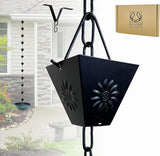 U-nitt Rain Chain Water Collection for Gutters Rainwater Catcher & Diverter, 8.5 FT Chains for Outside Garden, Black Square Cups, Roof Downspout, Works with Heavy Rain, w/Gutter Clip for Rainchains