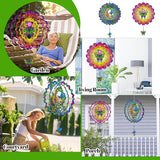 Hummingbird Wind Spinners, 12In Hanging Wind Spinner for Women Mom Grandma, 3D Stainless Steel Laser Cut Wind Sculptures Catcher for Window Outdoor Garden Yard Decor(Colorful)