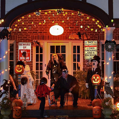 3 PCS Retro Halloween Decor Indoor&Outdoor Warning Signs No Trespassing We're Tired of Hiding The Bodies 7.9x11.8 inch Funny Metal Signs for Yard Gothic Room Wall Decorations