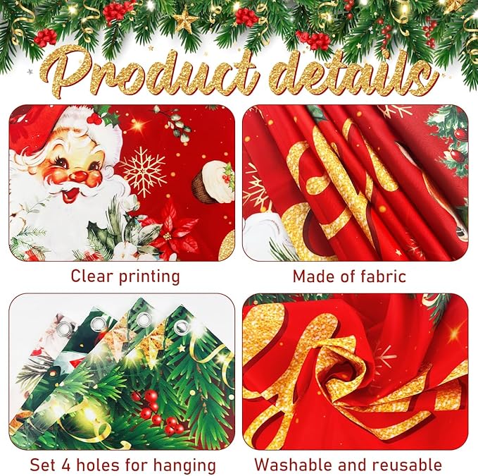 Christmas Yard Decorations Red Merry Christmas Banner Hanging Yard Sign Xmas Santa Claus Snowman Reindeer Home Wall Decor for Garden Outdoor Indoor Birthday Holiday Party Supplies 118 X 23 Inches