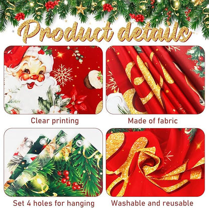 Christmas Yard Decorations Red Merry Christmas Banner Hanging Yard Sign Xmas Santa Claus Snowman Reindeer Home Wall Decor for Garden Outdoor Indoor Birthday Holiday Party Supplies 118 X 23 Inches