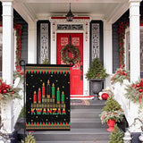 Kwanzaa Garden Flag Double Sided Polyester Yard Banner with Kinara and Red Black Green Candles Holiday Outdoor Flags for African American Heritage Celebration Décor 12x18 Inch