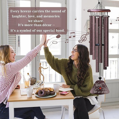 Kubbut Best Friend Birthday Gifts for Women 32" Wind Chimes, Friendship Gifts for Woman/Work Bestie, Soul Sister/Long Distance Friendship Gift for Her，BFF Gift Decoration Female