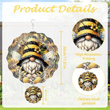 Wind Spinner Hanging Outdoor Decor, 12 Inch 3D Bee Gnome Metal Kinetic Wind Spinners for Garden Yard Patio, Stainless Steel Laser Cut Art Gifts for Women Outdoor Decorations