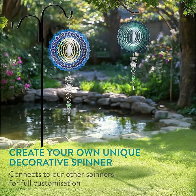 Navaris Garden Wind Spinner & Gazing Ball Spiral Tail Set - Hanging Ornaments & Windmill Spinners - Outdoor Windmills for The Garden, Trees, Balcony - Ideal Gifts for Men and Women