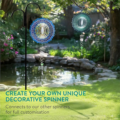 Navaris Garden Wind Spinner & Gazing Ball Spiral Tail Set - Hanging Ornaments & Windmill Spinners - Outdoor Windmills for The Garden, Trees, Balcony - Ideal Gifts for Men and Women