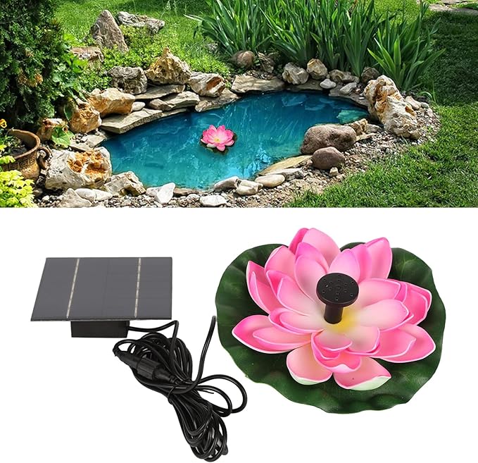 Solar Powered Lotus Fountain Pump Floating Water Feature 1.4W Solar Panel for Fish Pond Garden Patio Birdbath Enhances Aesthetics Increases Oxygen Promotes Wildlife Habitat