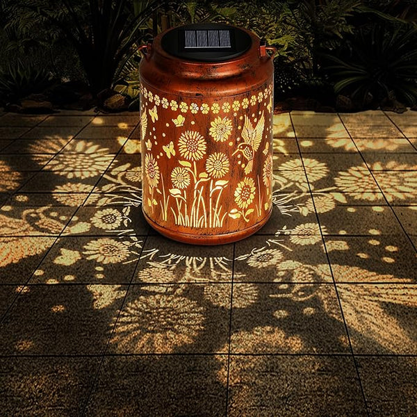 Sunflower Solar Lanterns Outdoor,Hummingbird Gifts Metal Hanging Lights,Waterproof LED Solar Lights for Garden,Yard,Patio Pathway Lawn Decor,Birthday Gifts for Women, Mom, Grandma-with S-Hook