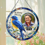 NAZENTI Custom Memorial Photo Gift for Grandma, Keepsake and Remembrance, Sympathy in Memory of Loved One Gifts, in Loving Memory Gifts Sympathy Personalized Stained Glass Window Hanging