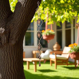Rustic Gold Metal Wind Chimes for Outside Yard Decor – 33" Diamond Frame Hanging Wind Catcher - Bronze Finish Garden Accent for Porch, Balcony, Meditation, Memorial, or Outdoor Entryway