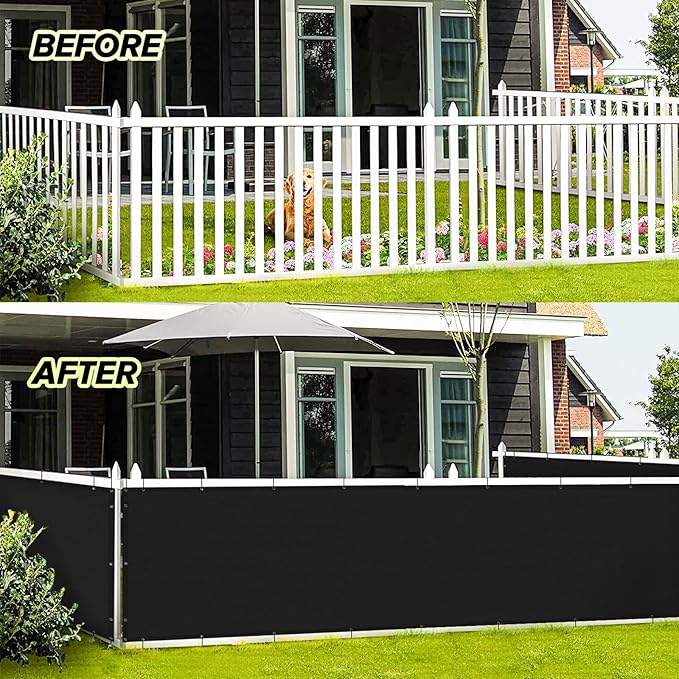 LOVE STORY Balcony Privacy Screen, 2.5'x7' Deck Shield Screen Fence Cover,UV Protection and Weather-Resistant,3 FT Height for Deck, Patio, Backyard, Outdoor Pool, Porch, Railing, Black