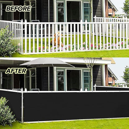 LOVE STORY Balcony Privacy Screen, 3'x9' Deck Shield Screen Fence Cover,UV Protection and Weather-Resistant,3 FT Height for Deck, Patio, Backyard, Outdoor Pool, Porch, Railing, Black