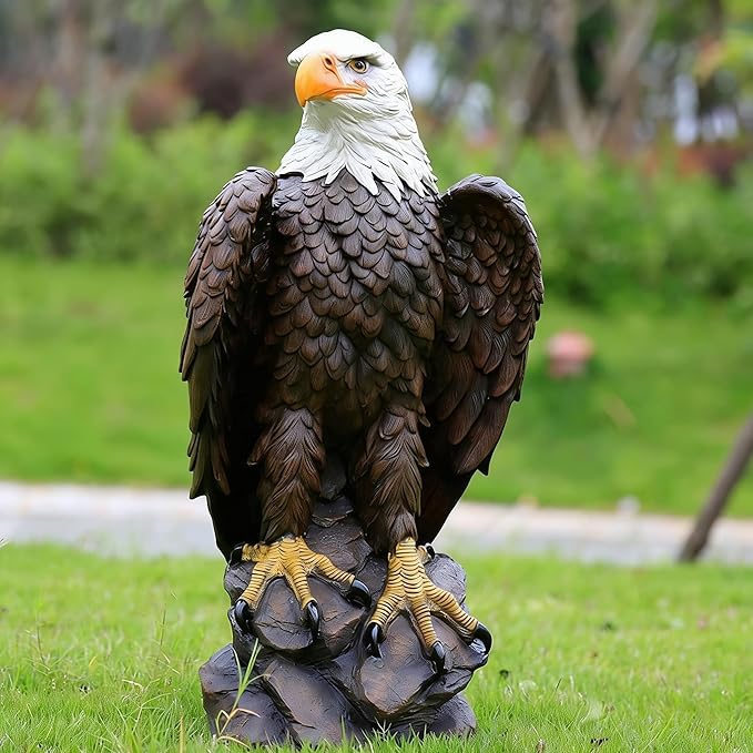 Garden and Yard Statue-Flight of Freedom American Bald Eagle Hanging Bird Statue Hand-Painted Eagle Decor-Bald Eagle Statue, Majestic America Indoor/Outdoor USA Decor for Office, Patio