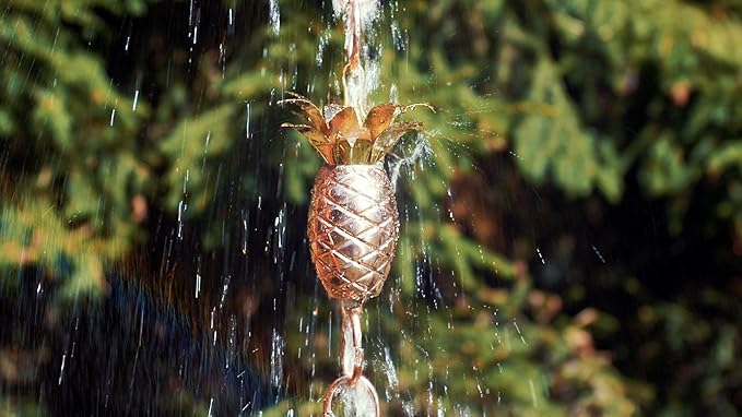 Good Directions 100% Pure Copper Pineapple Rain Chain, 8-1/2 Feet Long, Artistically Designed, Replaces Gutter Downspout