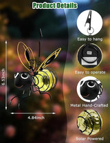 Solar Bees Lights Outdoor, 2026 New Hanging Bee Solar Garden Lights,IP44 Waterproof,Outdoor Statues Figurine Light Decorations for Balcony,Garden,Porch,Courtyard Decoration (1Pcs)