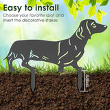 2 Pcs Dog Garden Stakes for Outside, Dachshund Garden Stakes, Iron Dog Statues, Outdoor Decorative Metal Dogs Garden Statues for Patio, Lawn, Balcony, and Dogs Lovers