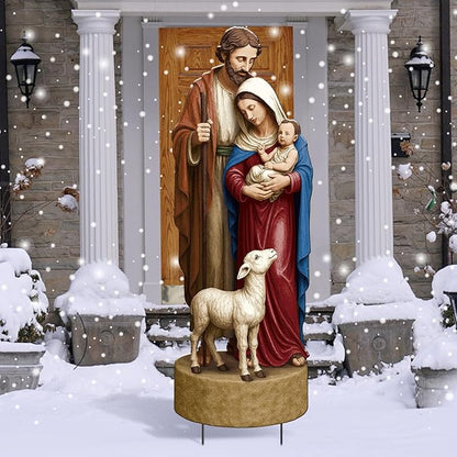Metal Christmas Outdoor Nativity Scene for Yard with Stake 30 Inch Large Christmas Nativity Set with Baby Jesus Mary and Joseph Outside Waterproof Religious Yard Lawn Signs for Garden Lawns Decoration