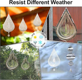 Wind Spinners, 2× 3D Stainless Steel Outdoor Hanging Wind Spinner, 2× Metal Pendants and 3× 360° Rotating Hooks with Wirerope, Reflective Decor for Outside Yard and Garden (Shape No.1)