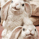 Touch of Class Bunnies Trio Welcome Sculpture - Resin - White, Brown - Indoor, Outdoor - Cute Smiling Hares for Entryway, Foyer, Hallway, Porch, Garden, Lawn, Yard