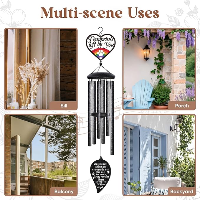 Dog Memorial Gifts for Loss of Dog, Loss of Dogs Sympathy Gift, 30" Pet Memorial Wind Chimes, Bereavement Remembrance Gifts, in Memory of Dogs Cat Pet