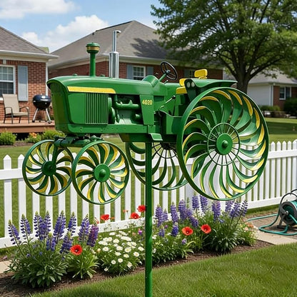 Tractor Wind Spinner, Metal Windmill Stake, Outdoor Sculpture with Garden Patio Decor, Yard Decor with Front Porch Backyard Lawn, Garden Stake, Wind Spinner for Yard Patio Lawn