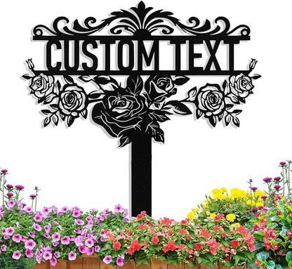Personalized Metal Garden Signs with Stake, Custom Garden Signs for Outside Waterproof, Customized Name Sign Yard Lawn Gardens Decor Gardening Gift fors Moms Grandmas Gardeners