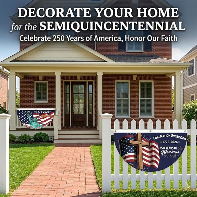 2PCS 250th Anniversary Flag 1.5x3 Ft Anniversary Flag, 1776-2026, 250 Years Birthday flags for Patriotic Yard, House Banner, Room, Porch, Wall, Fence, Outdoor Decorations(Style 4)