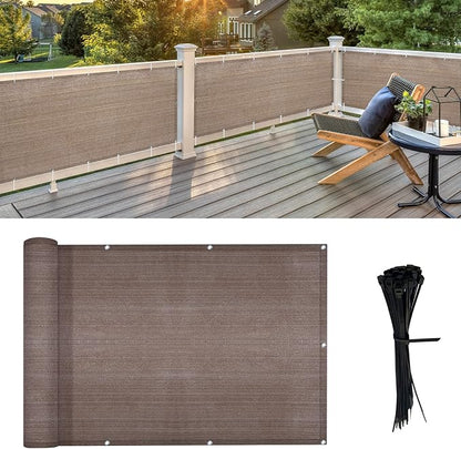 LOVE STORY Balcony Privacy Screen, 3'x15' Deck Shield Screen Fence Cover,UV Protection and Weather-Resistant,3 FT Height for Deck, Patio, Backyard, Outdoor Pool, Porch, Railing, Brown