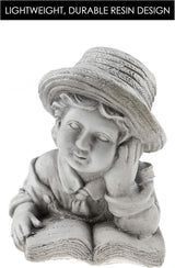Boy with Book Resin Garden Statue | Outdoor Indoor Figurine Gift Decoration for Home Décor, Patio, Yard, and Garden