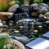 12PCS Waterproof Floating Lotus Light, 5’’+ 6’’ Floating Lily Lights Water Activated Artificial Flowers Battery Operated Warm White Light for Wedding Pool Anniversary Garden Decor