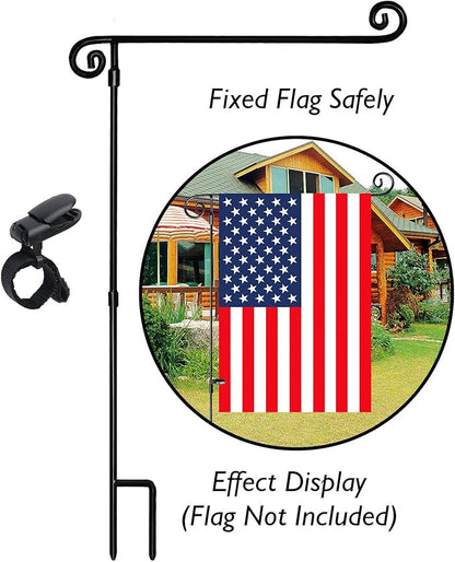 HOOSUN Garden Flag Stand,Sturdy Garden Flag Holder Pole for Outside House,Yard Flags Holder with one Tiger Clip,Yard Banner Pole for Holiday Flags Decorations Outdoor Lawn (2 Pack）