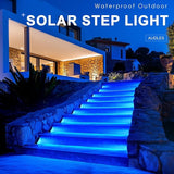 AUDLES 2 Pack Solar Stair Lights, Outdoor Step Lights with Waterproof IP67, Blue Color LED Solar Light for Outside Light Decor for Stair, Deck, Front Step, Front Porch, Patio and Backyard