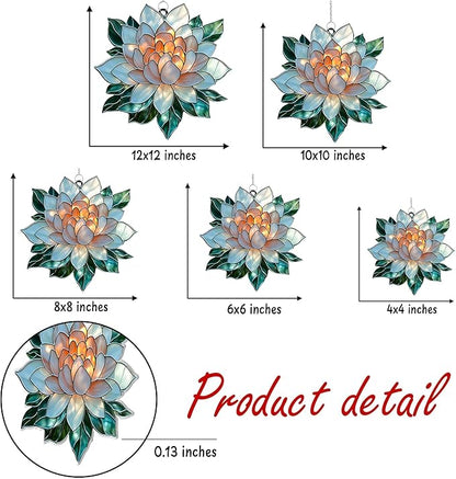 Mandala Lotus Flower Acrylic Suncatcher, Flower Suncatchers for Window Hangings, Stained Glass Effect Garden Decor, Gift for Mother's Day, Mom, Grandma, Wife, Women