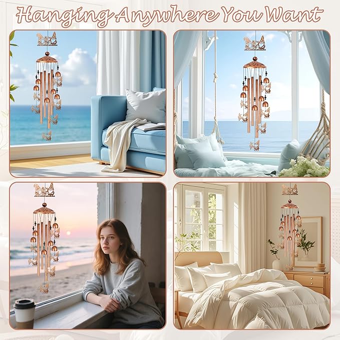 Romart Garden Gnomes Wind Chimes for Outside, Gnome Gifts for Women Men Mom Wife Grandma Birthday Memorial Windchimes for Outdoors Indoors, Garden, Patio, Home, Porch, Yard Decorations