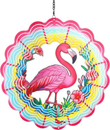 Flamingo Metal Wind Spinners Gifts for Women Mom Grandma Friends Hanging Wind Spinner Garden Decorations 12 inch 3D Kinetic Sculpture for Lndoor Spring Outdoor Decor House Yard Art Decorations