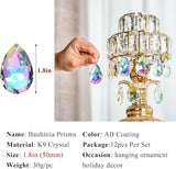 HDCRYSTALGIFTS 12 Pieces 50mm Crystal Prisms Chandelier Colorful Bauhinia Ornament Pendants Rainbow Maker Hanging Prisms for Wedding Party Christams Tree Garlands Decoration DIY Jewelry