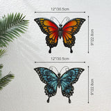 LIFFY Metal Butterfly Wall Decor,2Pack 12" Hanging Glass Butterfly Outdoor Decor,Home Orange Butterflies Decorative Ornaments Outside for Garden,Yard,Fence,Patio