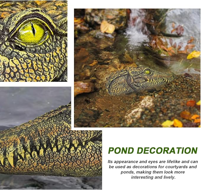 Alligator Head Outdoor Scary Decor - Crocodile Float for Pool Gator to Scare Away Geese Duck Bird - Floating Pond Decor for Outdoor Garden Yard Lake