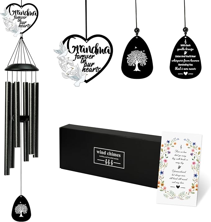 BUoonyer Grandma Memorial Wind Chimes - Memorial Gifts for Loss of Loved One Grandmother, Dove Remembrance Sympathy Commemorative Bereavement Windchimes for Outdoor Outside Patio Decor