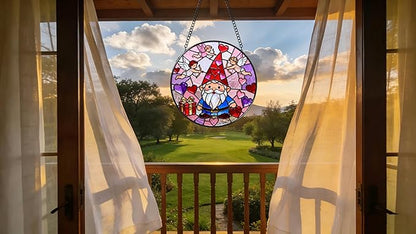 Funoasis Valentine's Day Stained Glass Suncatcher - Cupid and Heart 6.3 Inches Ornaments Gift for Lovers and Spouse