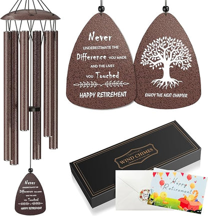 Retirement Wind Chimes for Women Men,Happy Retirement Gift for Woman Men Coworker Colleague Boss Teachers Nurses Friends,Going Away Gifts