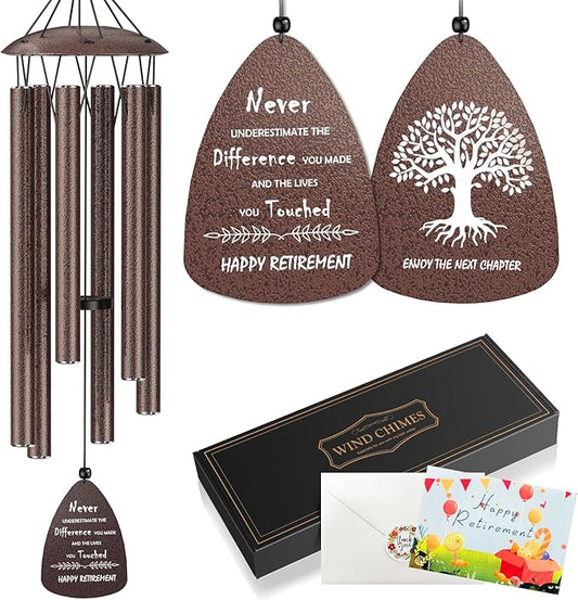 Retirement Wind Chimes for Women Men,Happy Retirement Gift for Woman Men Coworker Colleague Boss Teachers Nurses Friends,Going Away Gifts
