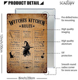 Witches Kitchen Rules Metal Tin Signs Vintage Witches Kitchen Decor Halloween Party Retro Decorations for Home Bar Cafe Porch Patio Yard Outdoor Decorative 12x8 Inch (Retro Copper Rust)