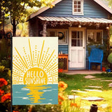Hello Sunshine Summer Garden Flag Boho Sunset Over Sea Yard Flags Vertical Yard Decorations Outdoor Flag Farmhouse Porch Lawn Patio for Outside 12x18 Double Sided