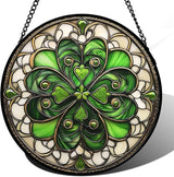 DASTOLL Stained Glass Window Hanging St. Ripak Festival Green Lucky Clover 9.8" - Suncatcher Door Garden Sun Catcher Ireland Decor Mother's Day for Mom Woman Her Men Sisters