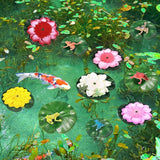 22 Pcs Water Lily Pad Artificial Floating Lotus Flower with Plastic Frog Figures Toy Set for Garden Home Decor Party Favor Koi Pond Accessories Ornament Indian Diwali Decorations Return Gifts
