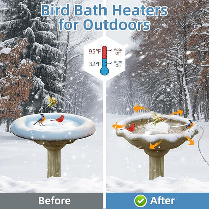 110W Bird Bath Heater for Outdoors in Winter–Submersible Pond Deicer,Cast Aluminum Thermostatic Chicken Water Heater,Power Cord 4.92 Ft/1.5M(White)